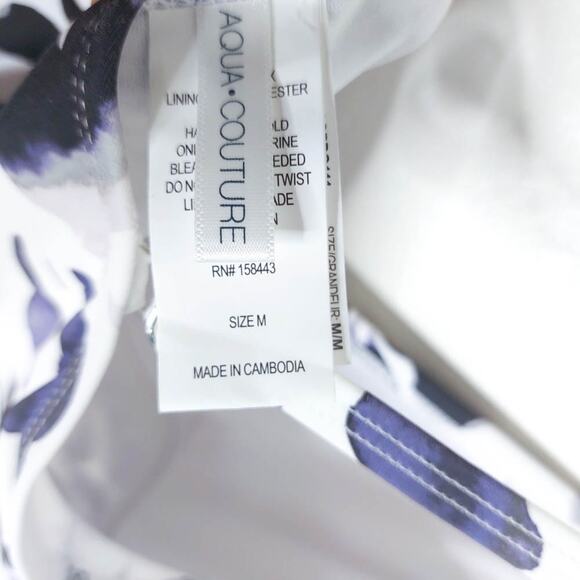 Aqua Couture NWT One Piece Black White Floral Wrap Swimsuit Medium - Picture 7 of 7